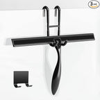 Simtive 12-Inch Shower Squeegee Set, Includes Shower Door Hook and Adhesive Hook, Squeegee for Shower Doors, Mirror and Window, Black