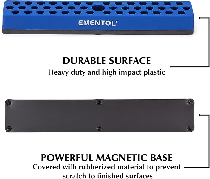 EMENTOL 1/4" Magnetic Bits Holder - Blue, 43PCS Hole, Bit Organizer with Strong Magnetic, Magnetic Bits Organizer