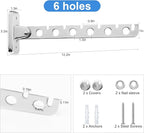 ACNISM Wall Mounted Clothes Rack, Laundry Hanger Wall Mount, Retractable & Foldable Drying Rack with 180° Rotation, Space-Saver for Laundry Room & Bedroom, Bathroom Closet Storage, 2-Pack, Silver