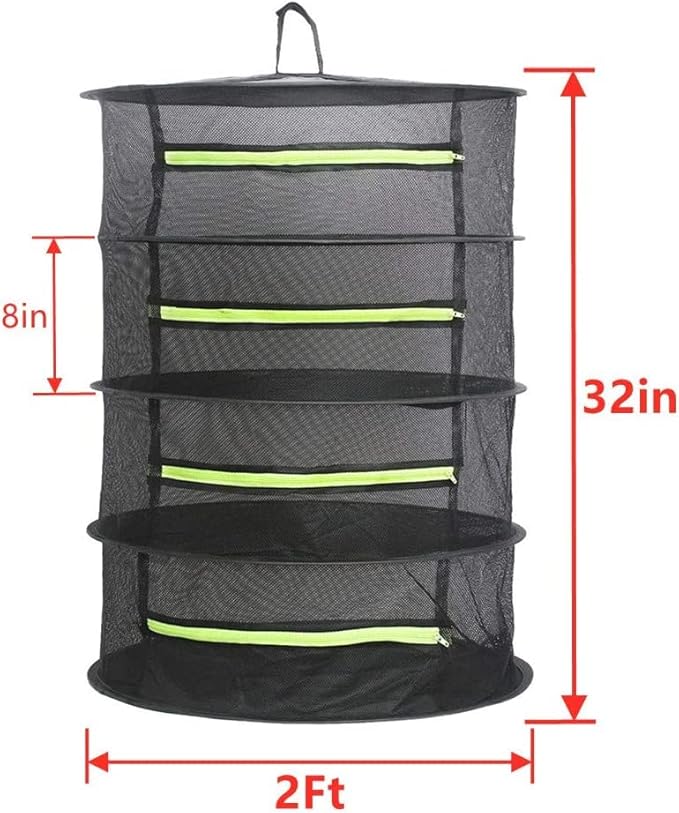 Drying Rack Plant Net Premium Mesh Tents Dryer kit Hanging Clothes Net Folding Nylon Netting Collapsible Mesh Food Dehydrator Receive Storage Carrying Bag 2/4/6 Layer 2FT (4 Layer)