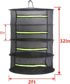 Drying Rack Plant Net Premium Mesh Tents Dryer kit Hanging Clothes Net Folding Nylon Netting Collapsible Mesh Food Dehydrator Receive Storage Carrying Bag 2/4/6 Layer 2FT (4 Layer)