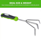 Garden Guru Hand Cultivator Rake Tiller Tool - Stainless Steel for Ultimate Strength - Rust Resistant - Ergonomic Handle - Great for Gardening Cultivating Loosening Weeding