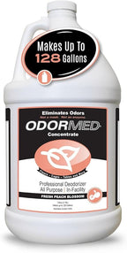 ODORMED Odor Eliminator Concentrate – Pet Odor Eliminator for Strong Odor on Floors, Walls, Cages & More – All-Purpose Carpet Deodorizer w/Safe, Non-Enzymatic Formula (1 Gal, Fresh Peach Blossom)