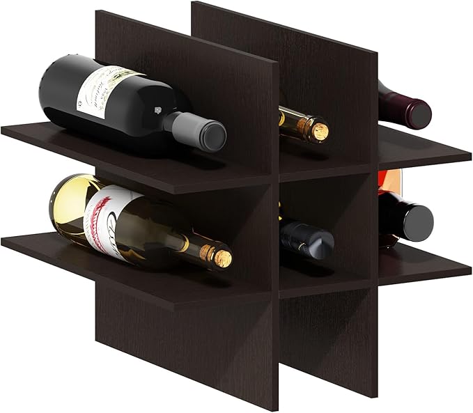 Furinno Cubicle 9-Compartment Bottle Storage Cube Organizer Insert (Does not fit IKEA Kallax Shelving), Black Dark Oak