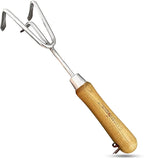 Garden Guru Eco Hand Cultivator Rake Tiller Tool- 100% Recycled Stainless Steel - Rust Resistant - FSC Certified Wood Ergonomic Handle - Great for Gardening Cultivating Loosening Weeding