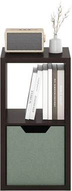 Furinno Cubicle Open Back Decorative Cube Storage Organizer, 2-Cube, Black Dark Oak