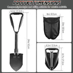 Digging Shovel - 24'' Lightweight Folding Shovel High Carbon Steel Portable Digging Trowels for Outdoor Camping Backpacking Hiking Car EmergencHome Garden (Black