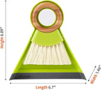 Full Circle Tiny Team Mini Brush & Dustpan Set - Compact, Countertop Cleaning, Kitchen, Desk, Crumbs - Green