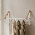 Retractable Wall Mounted Drying Rack - Foldable Clothes Hanger in Walnut or Oak Color for Laundry Room, Closet & Balcony (Oak, 2 Racks + Rod)