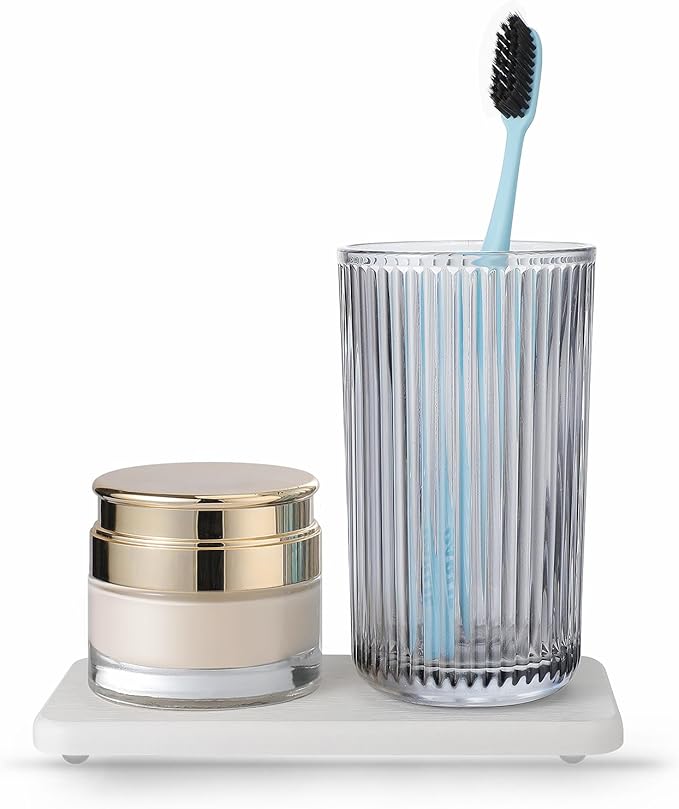 Water Absorbing Stone Tray for Sink | Quick Drying Diatomaceous Earth Coasters | Soap Dish Holder & Toothbrush Holder for Bathroom Counter | Hand Soap & Plant & Toiletries | White 1-Pack