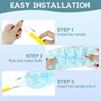 50pcs 360° Dusters Refills for Swiffer Dusters with 4X Microfibers,Blue Heavy Duty Efficient Duster Kit Disposable Dusters Refills with 1 Handle for Cleaning Furniture, Blinds, Ceiling Fans, Pet Hair