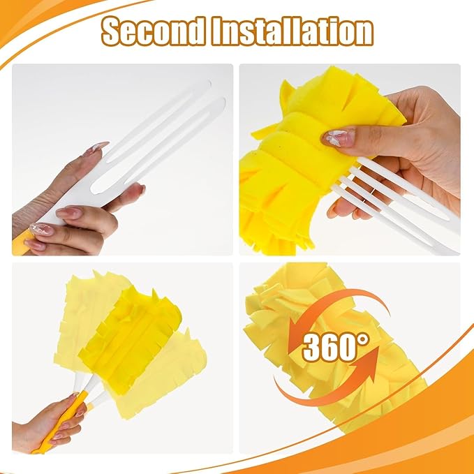 4Pack Reusable Duster Compatible with Swiffer (Handle is Not Included) Microfiber 360 Heavy Duty Dusters Refills Washable Duster Pads for Cleaning Ceiling Fan Window