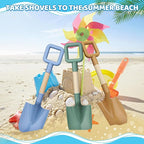 Dilabnda Kids Beach Sand Shovels, 16inch/40cm Sand Shovels for Garden, Large Beach Snow Spade Scoop for Kids Toddlers, Long Handle Plastic Wooden Shovel for Shoveling Digging Snowing (3PCS)
