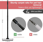 Carpet Rake for Pet Hair Removal - Dual Head Carpet Scraper & Rubber Broom with 50inch Handle for Carpet, Sofa, Car - Pet Hair Remover Tool for Cat & Dog