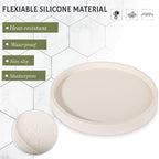 Silicone Bathroom Tray Round Vanity Tray Decorative Soap Holder Kitchen Countertop Organizer Coffee Table Decor for Candle, Perfume, Plant, 9 Inch, Beige