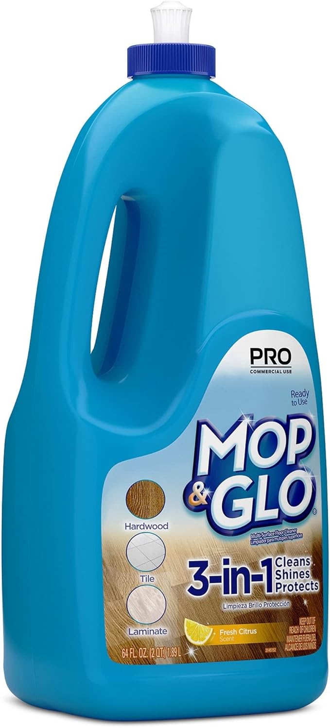Mop & Glo Multi-Surface Floor Cleaner, Lemon Scent, 64 Oz Bottle, Case Of 6