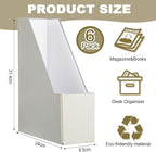 Gueevin Set of 6 Magazine File Holder Stylish Sturdy Cardboard File Boxes Desk Magazine Organizer Rack with Gold Label Holder to Organize Your Desk or Shelves for Home Classroom Office Library(Beige)
