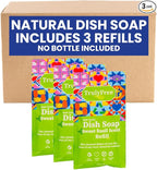 Natural Concentrated Dish Detergent Dishwashing Liquid | Plant-Based Dish Soap | Sweet Basil Fresh Scent | Pack of 3