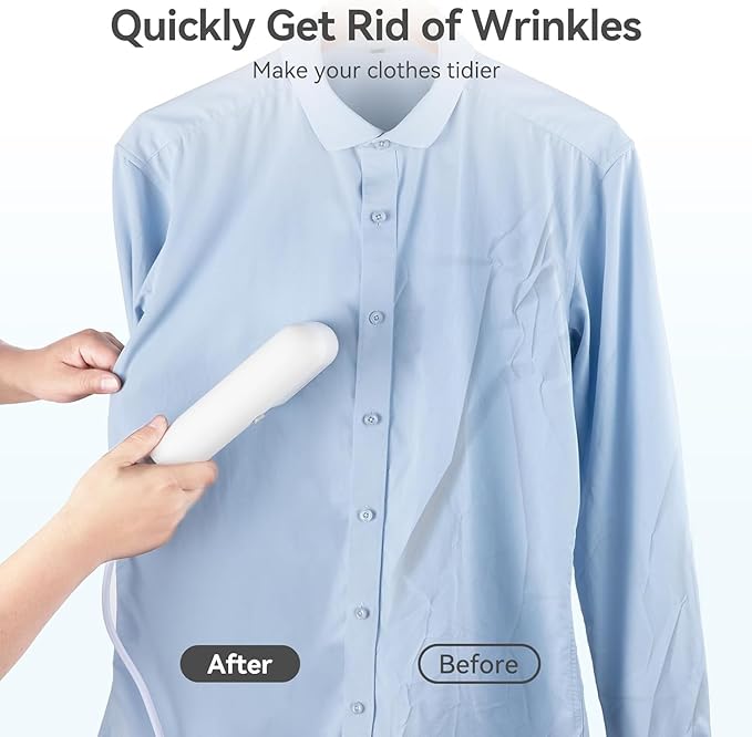 Travel Steamer for Clothes, Fashion Portable Handheld Garment Steamer, 15S Heat Up, Olayks Travel Size Steamer ＆ Iron 2 In 1, 1.1lbs, Fabric Wrinkle Remover for All Clothes, White