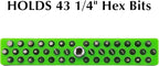 EMENTOL 1/4" Magnetic Bits Holder - Green, 43PCS Hole, Bit Organizer with Strong Magnetic, Magnetic Bits Organizer