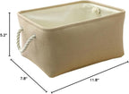 TheWarmHome Decorative Basket Rectangular Small Storage Basket Fabric Storage Bin Organizer Basket with Handles for Clothes Storage (Beige, 11.8L×7.9W×5.2H inch)