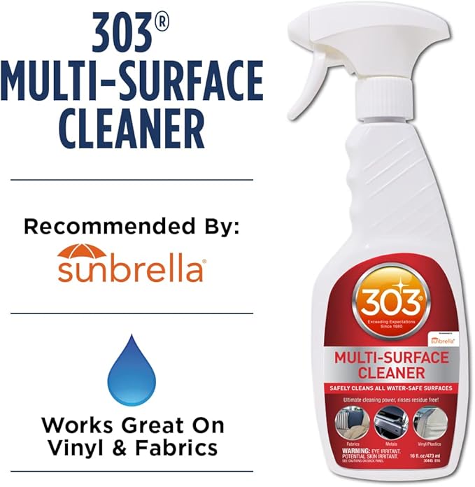 303 Multi-Surface Cleaner - Safely Cleans All Water Safe Surfaces - Ultimate Cleaning Power - Rinses Residue Free - Recommended By Sunbrella, 16 fl. oz. (30445CSR) Packaging May Vary