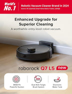 roborock Q7 L5 Robot Vacuum and Mop Combo, 8,000Pa Suction, Upgraded from Q5 Pro, Dual Anti-Tangle System, LiDAR Navigation, Multi-Level Mapping, Self-Charging Robotic Vacuum Cleaner, Black