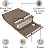 6 Pack Bed Sheet Organizer and Storage, Foldable Storage Bed Sheet Organizer for Linen Closet with Viewing Window & Label for Bedding Sheets & Blankets (Queen & King Size) Taupe