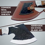 Dessi D2 Steel Blade Axe Hatchet Gut Hook Tomahawk Hunting Knife Camping Hiking Damascus SM73