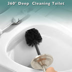 Stain Nickel Toilet Brush and Holder Set, Stainless Steel Toilet Brush for Bathroom,Heavy Duty Silver Toilet Bowl Brush,Deep Cleaning Modern Toilet Cleaner Brush -Space Saving, Covered Brush