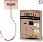 Self-Adhesive Banana Hooks, Foldable Magnetic Hanger Under Cabinet, Sturdy Metal Banana Holder for Kitchen, Space-Saving Design to Keep Bananas Fresh 3 Pieces Rose Gold