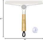 MR.SIGA All Purpose Silicone Squeegee for Shower Door, Mirror, Glass, Streak Free Shower Squeegee, Pivoting Bamboo Handle, Includes 1 Suction Hook, 10 inch Wide, 1 Pack