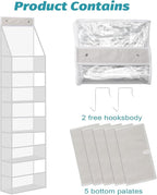 Ultra Sturdy 5-Shelf Over The Door Hanging Pantry Organizer with Clear Plastic Pockets - Large Capacity Room Organizer for Closet, Bedroom, Nursery, Bathroom & Sundries (28lb Load)
