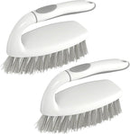 SetSail Heavy Duty Scrub Brush, Stiff Bristles Cleaning Brush with Non Slip Handle Shower Scrubber for Bathroom Kitchen Bathtub Tile Sink, 2 Pack(Grey White)