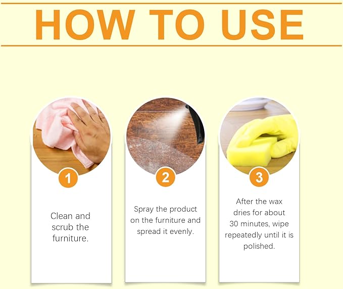 Beeswax Spray Cleaner with Sponge & Towel for Wood Furniture (Lemon*2)