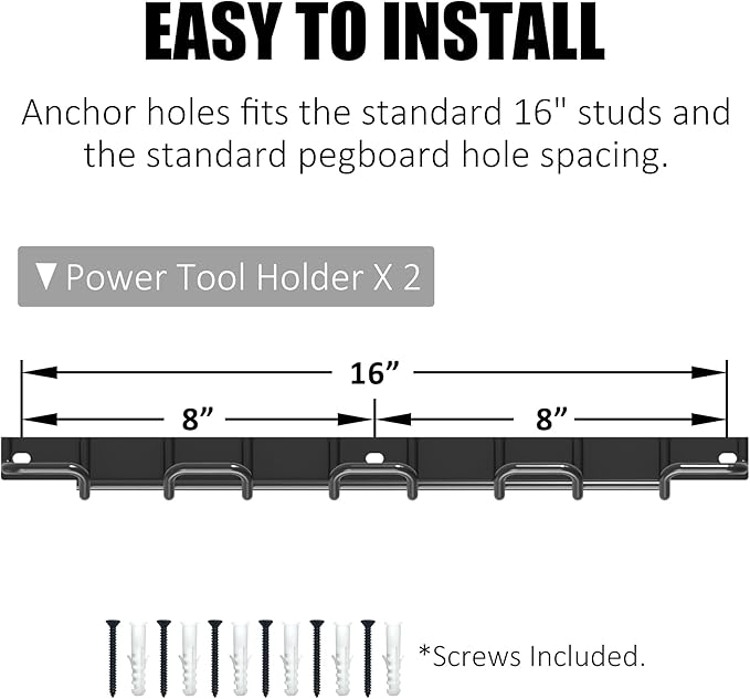 UNITEDPOWER Wall Mounted Power Tool Organizer Holder, Heavy Duty Utility Storage Rack for Battery Powered Hand Tools, Cordless Drill Rack, Workshop, Shed, Garage