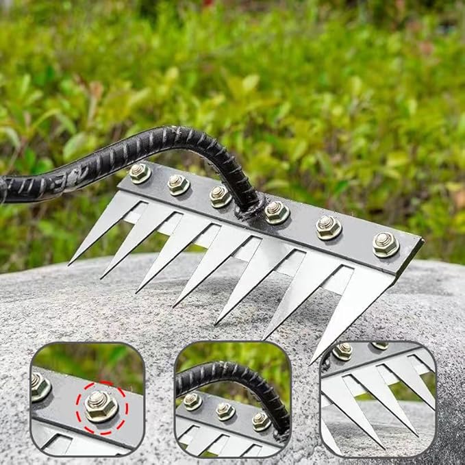 2025 Iron Weeding Rake 2.0,Iron Rake for Gardening and Weedings, Heavy Duty Gardening Hand Weed Puller Tools,Carbon Steel Hand Weeding Rakes for Lawn Care, 8-Teeth Weeding Tool for Yard