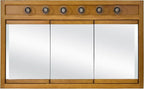 Design House Richland Medicine Cabinet with 6 Lights, Fully Assembled, Wall Mounted, 3 Mirrored Doors, Wood Frame, Oak Finish, 48 in x 5 in x 30 in, 530626-NOK
