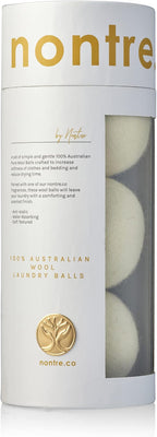 Nontre, Wool Laundry Dryer Balls, Shortens Drying Time, Reduces Energy Usage, Eliminates Residue from Fabric Softeners, 100% Australian Wool, 3 Pcs