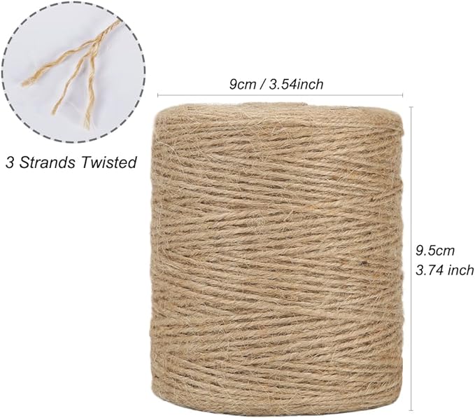 Tenn Well Natural Jute Twine, 984 Feet 2mm Garden Twine, Brown Jute String for Arts and Crafts, Gardening, Gift Wrapping, Bundling, Recycling
