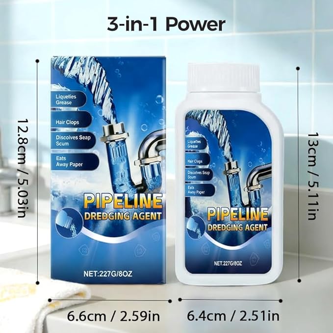 Strong Drain Cleaner for Kitchen, 2026 New Pipeline Dredging Agent, Fast Acting Drain Clog Remover for Home, Powerful Grease Dissolver for Bathroom, Pipe Cleaning Solution for Homeowner (2pcs)