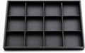 Oirlv Black Leather Jewelry Display Tray 12 Grid Jewelry Drawer Organizer Bracelet Bangle Organizer Independent Storage
