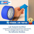 Blue Painters Tape 2 Inch Wide, 3 Rolls Masking Tape - Perfect for Precise Lines on Walls & Trim, Multi-Surface, Residue-Free, Easy Removal - Ideal for Indoor & Outdoor Use, 1.88in x 60yds