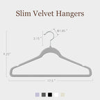 Velvet Hangers 50 Pack, Slim Non-Slip Clothes Hangers Space-Saving for Closet, Heavy Duty for Pants, Coats, Skirts, Jeans, Sweaters and More, Nylon-Flocked, Grey