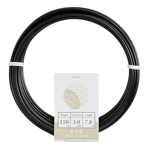 Wazakura 150 gr Black Anodized Aluminum Bonsai Training Wire Made in Japan (3 mm, Black)