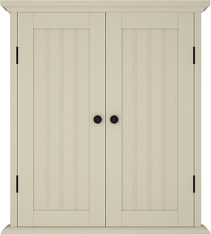 ChooChoo Bathroom Wall Cabinet, Over The Toilet Space Saver Storage Cabinet, Medicine Cabinet with 2 Door and Adjustable Shelves, Cupboard, Antique White & Brown