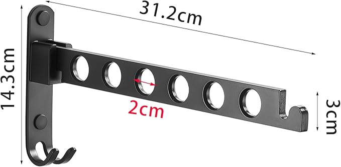 Foldable Drying Rack Clothing Wall Mounted, Metal, Sturdy and Durable, Easy to Install, Multi-Functional, for Outdoor Laundry Room Apartment Camping Trips (Two Pack, Black)