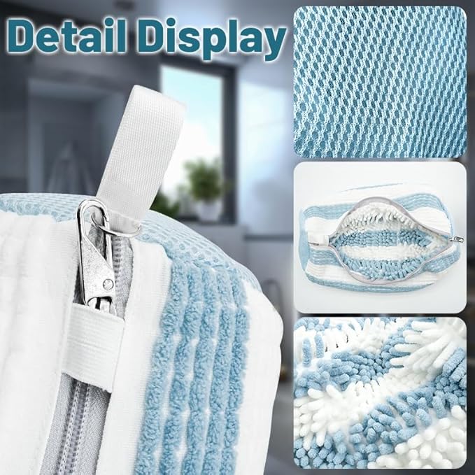 XXL Shoe Washing Machine Bag, Laundry Shoe Bag for Washer and Dryer, Laundry Shoe Bag Protect Sneaker, Running Shoes, Bras, Delicates and Toys, Includes 2 Shoes (BlueWhiteAlternating 2 Pack)