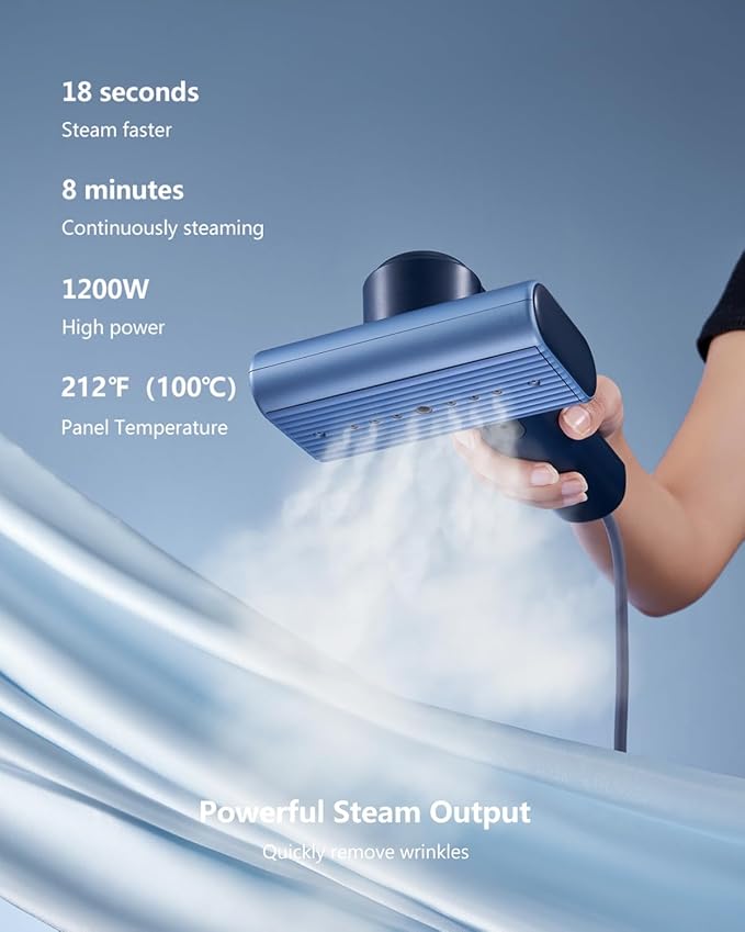 G9 Steam 2-in-1 Professional Handheld Travel Steamer for Clothes, Just 1lbs Lightly, 8 Minutes of Continuous Strong Steam, 1200W Light Steam Iron for travel and home