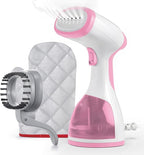 Steamer for Clothes, Kolohoso 1500W Fast Heat Up Handheld Garment Steamer, Portable Travel Clothing Fabric Steamer with Upgraded Nozzle and 260ml Water Tank (PINK)